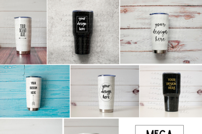 Mega Tumbler Mock Up Bundle: 8 Styled Images