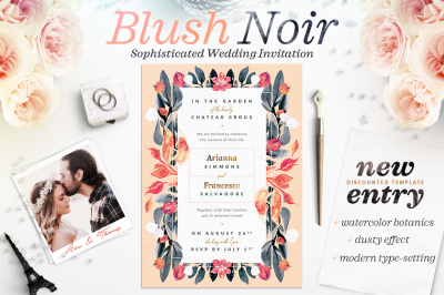 Blush Noir Wedding Invite III