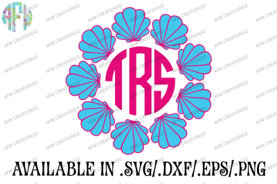Seashell Monogram - SVG, DXF, EPS Cut File
