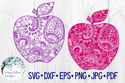 Apple Bundle, Zentangle, Teacher Gift, School, SVG/DXF/EPS/PNG/JPG/PDF