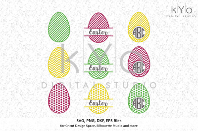 Patterned Easter Egg Monogram designs svg files