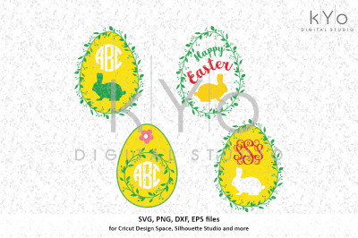 Happy Easter wreath egg bunny svg png dxf files