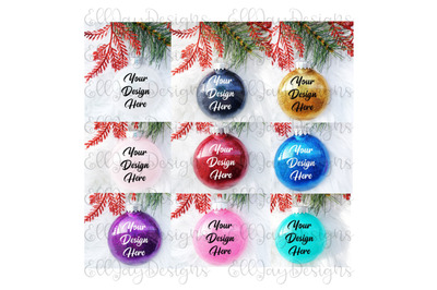 9 Glitter Ornament mock ups