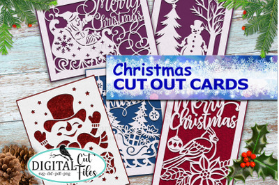 Christmas card bundle svg cut out template