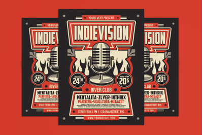 Indie Music Retro Microphone Flyer