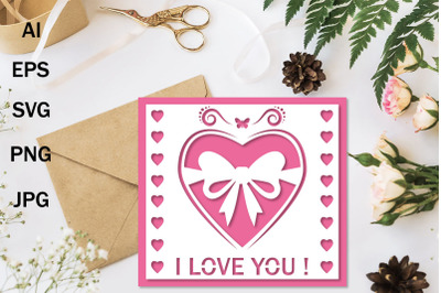 Papercut holiday greeting card template, SVG format