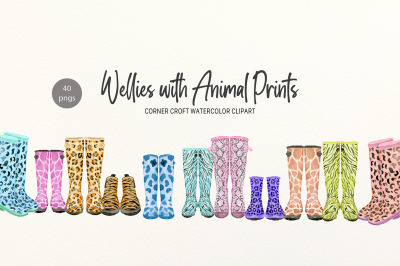 Wellington boots with Animal Prints Clipart