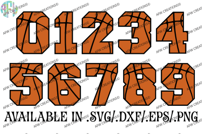 Basketball Sports Numbers - SVG, DXF, EPS Digital Cut Files