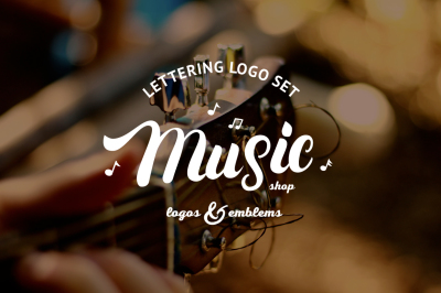Music & Guitar Shop Logo Set