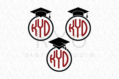 Graduation SVG DXF PNG EPS files Mortarboard&nbsp;Monogram Frame